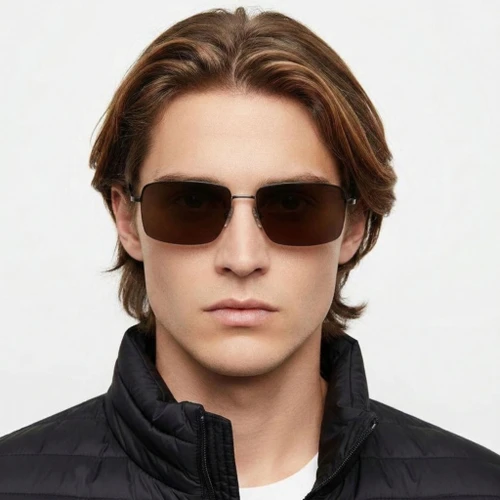 Rectangular Black Metal Sunglasses #BS0824-0152