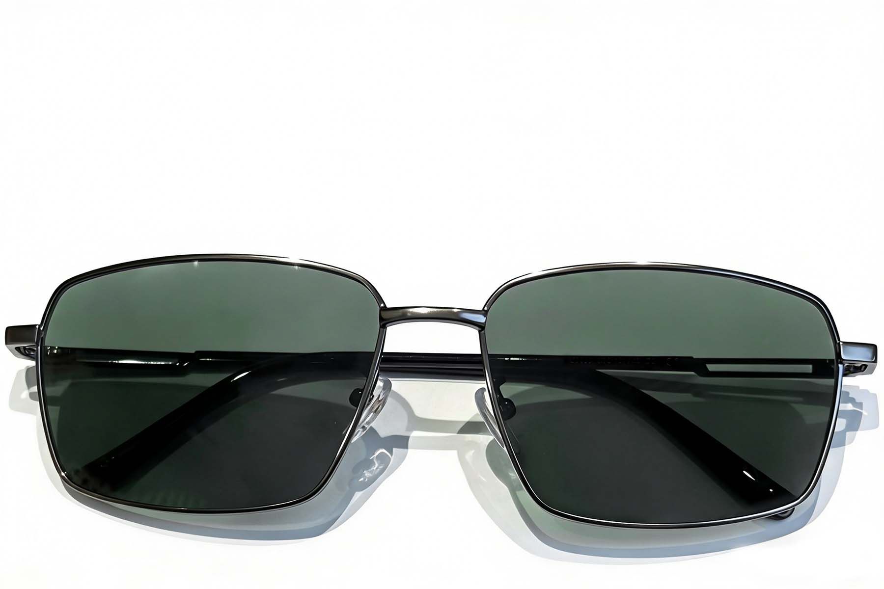 Gafas de sol rectangulares de metal gris #BS0824-0153