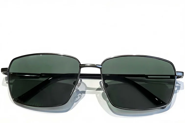 Rectangular Grey Metal Sunglasses #BS0824-0153