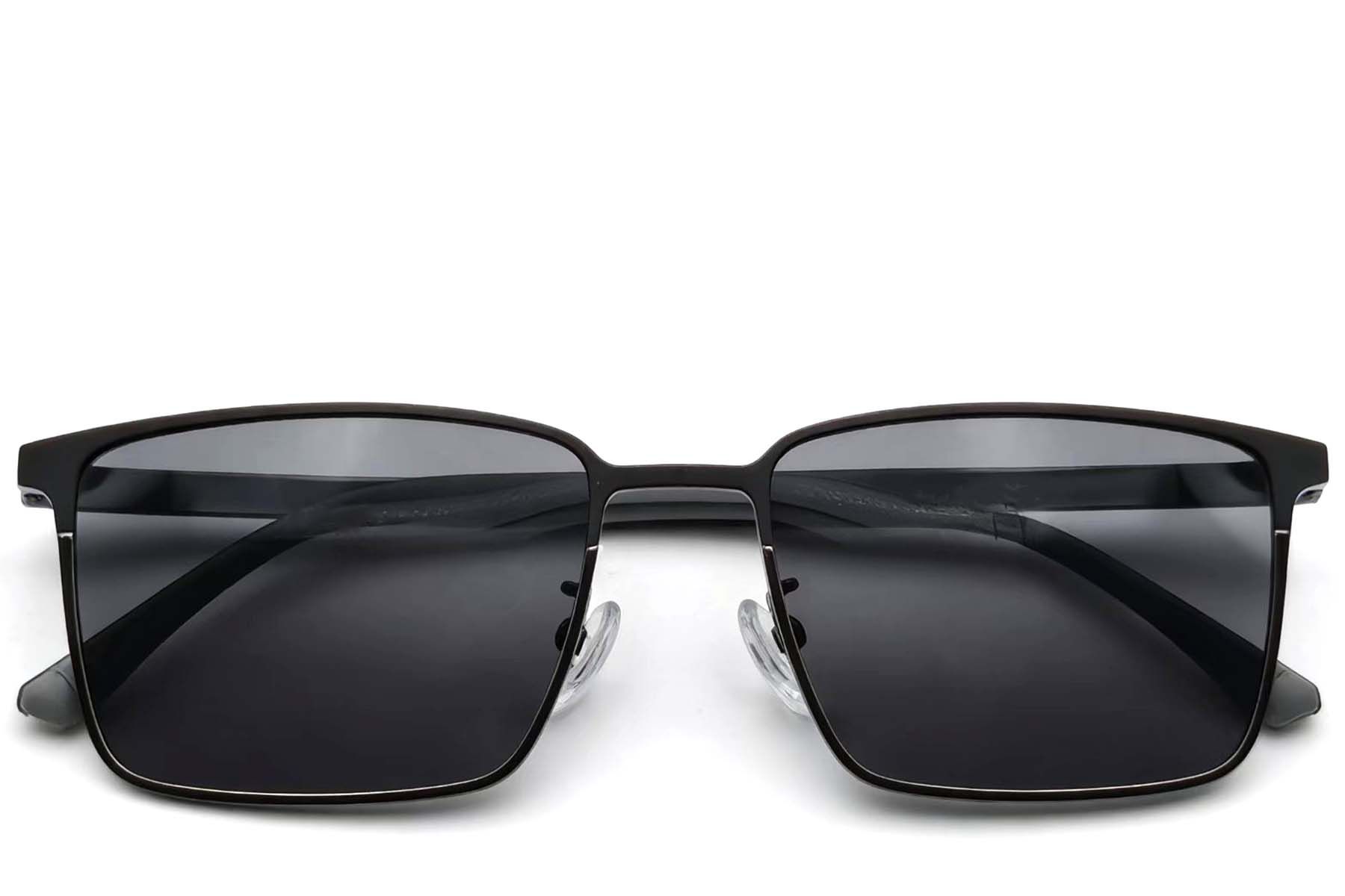 Rectangular Black Metal Sunglasses #BS0824-0154