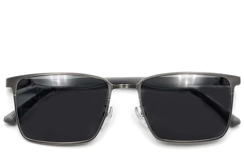 Gafas de sol rectangulares de metal gris #BS0824-0155