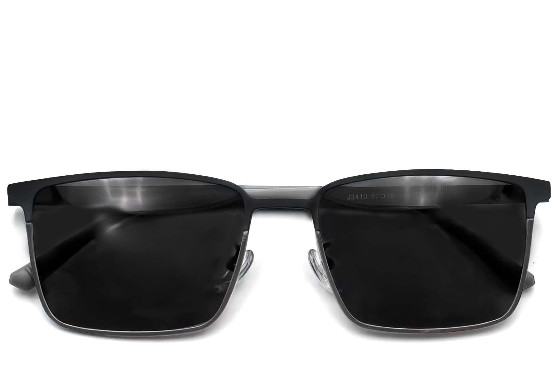 Rectangular Grey Metal Sunglasses #BS0824-0158