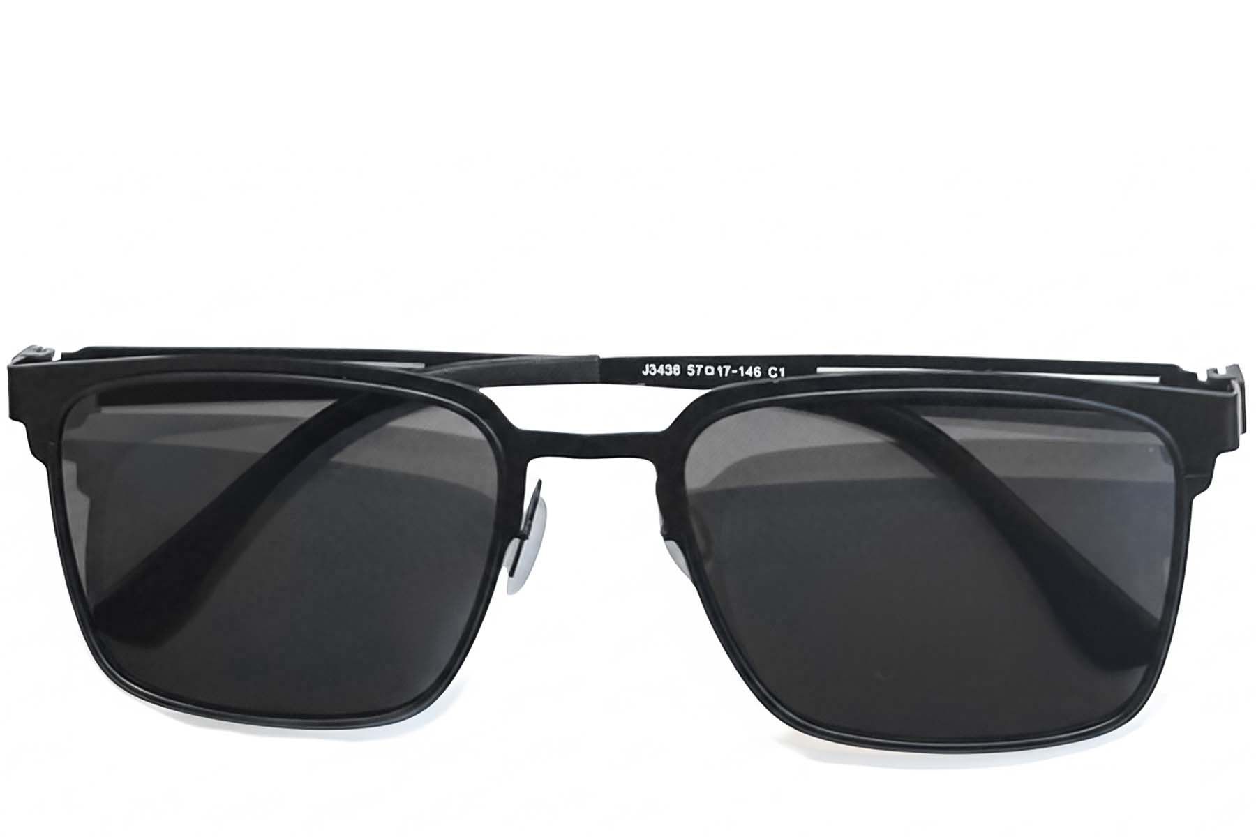 Gafas de sol rectangulares de metal negro #BS0824-0159