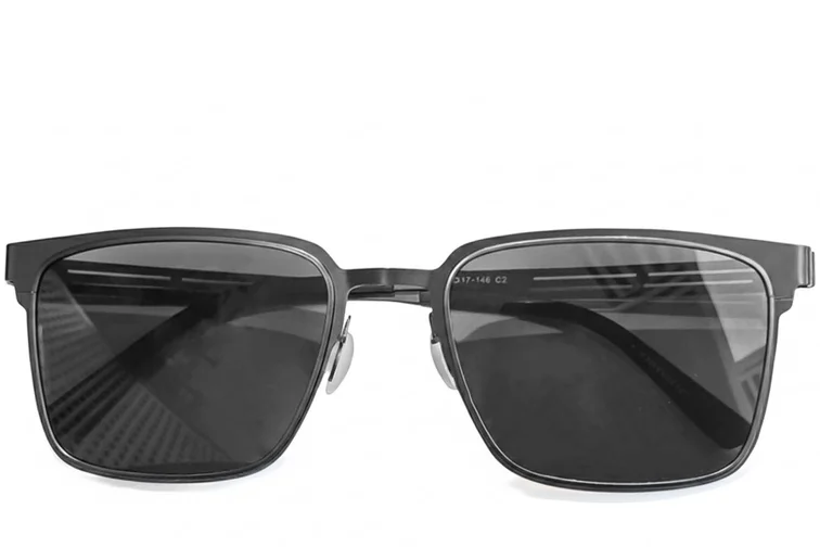 Rectangular Grey Metal Sunglasses #BS0824-0160