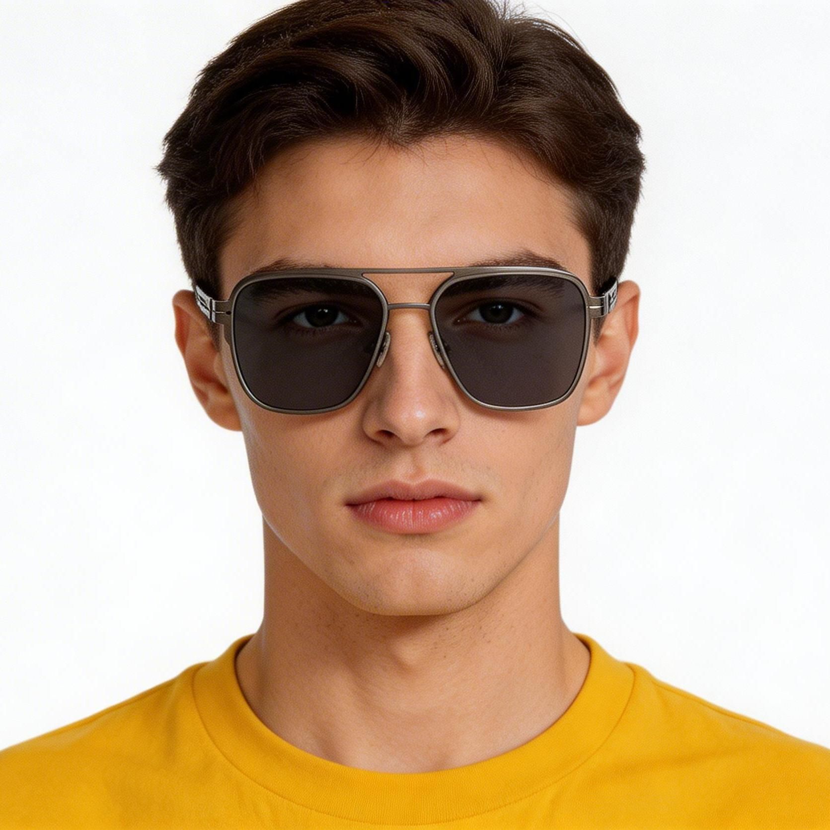 Lunettes de soleil aviateur en métal gris #BS0824-0165