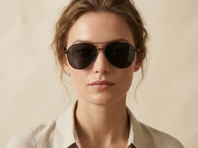 Lunettes de soleil aviateur en métal noir #BS0824-0169