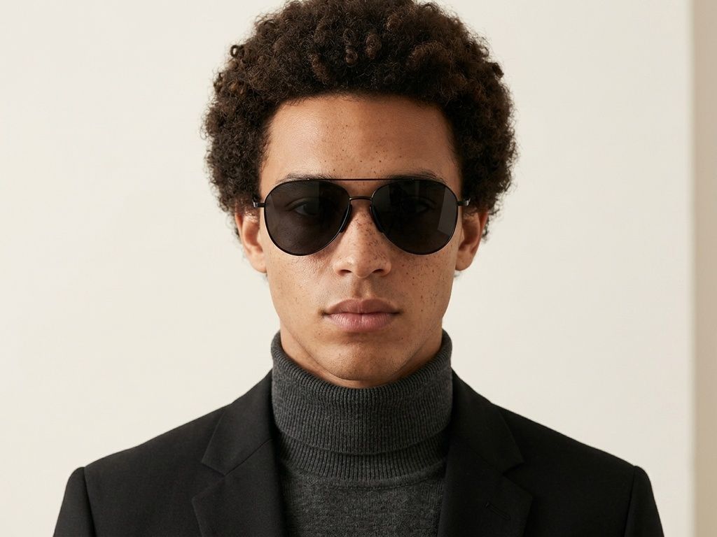 Occhiali da sole Aviator in metallo nero #BS0824-0169