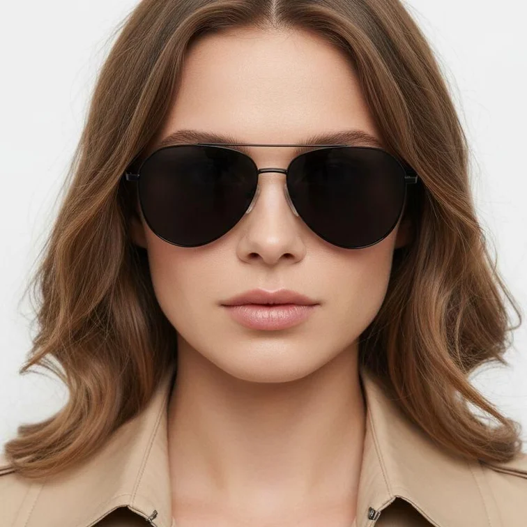 Aviator Black Metal Sunglasses #BS0824-0169