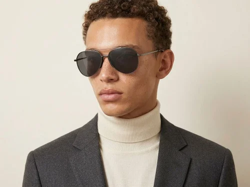 Lunettes de soleil aviateur en métal gris #BS0824-0170