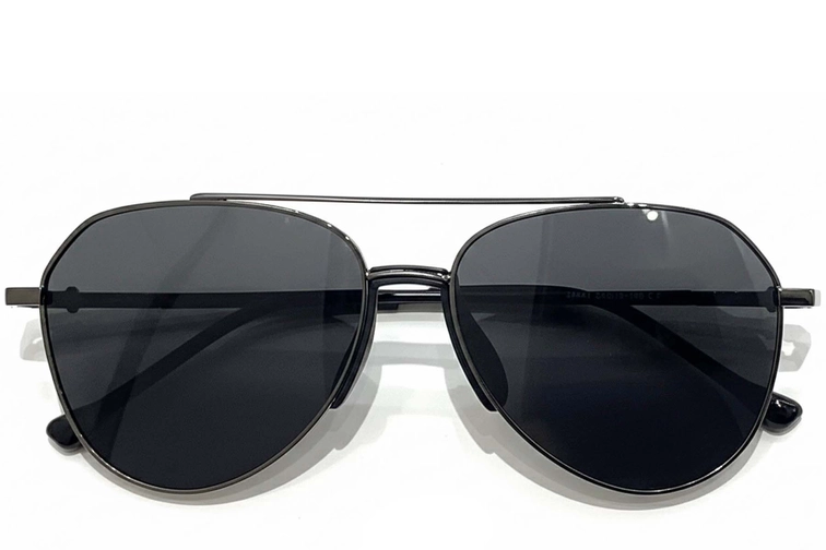 Lunettes de soleil aviateur en métal gris #BS0824-0170
