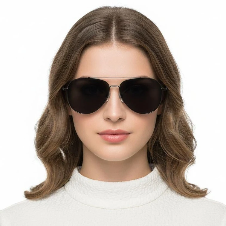 Gafas de sol de metal gris aviador #BS0824-0170