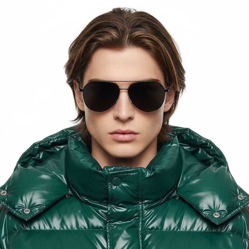 Aviator Black Metal Sunglasses #BS0824-0171