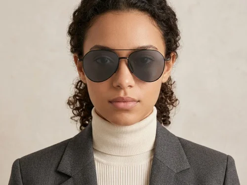 Lunettes de soleil aviateur en métal noir #BS0824-0172