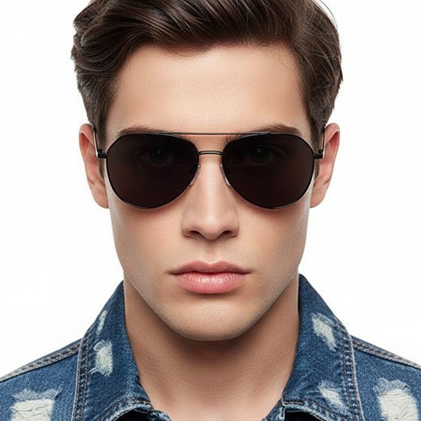 Aviator Black Metal Sunglasses #BS0824-0172
