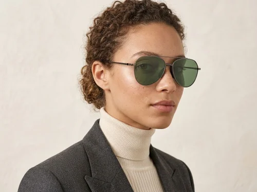 Lunettes de soleil aviateur en métal gris #BS0824-0173