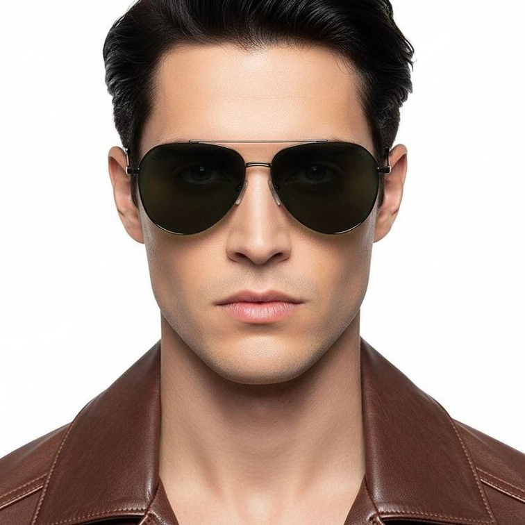 Lunettes de soleil aviateur en métal gris #BS0824-0173