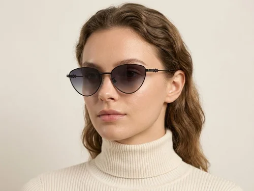 Lunettes de soleil papillon en métal noir #BS0824-0174