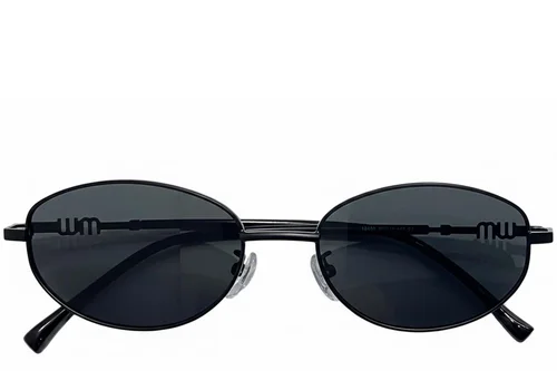 Lunettes de soleil ovales en métal noir #BS0824-0179
