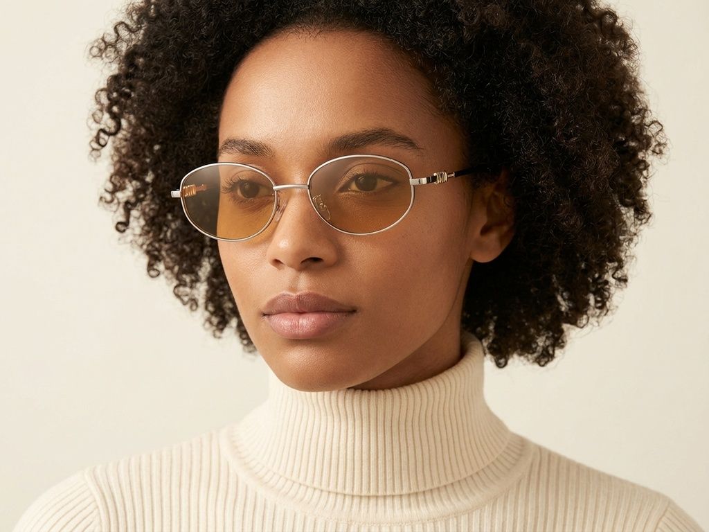 Ovale Sonnenbrille aus silbernem Metall #BS0824-0180