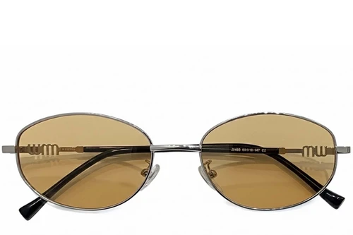 Gafas de sol ovaladas de metal plateado #BS0824-0180