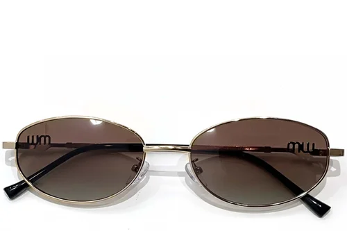 Lunettes de soleil ovales en métal doré #BS0824-0181