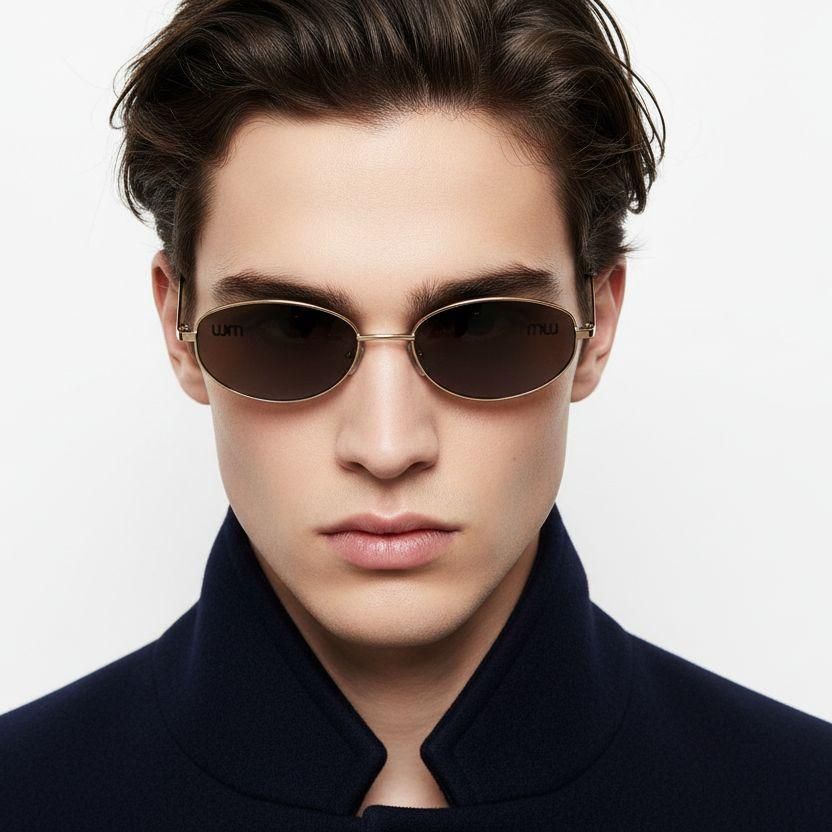 Oval Golden Metal Sunglasses #BS0824-0181