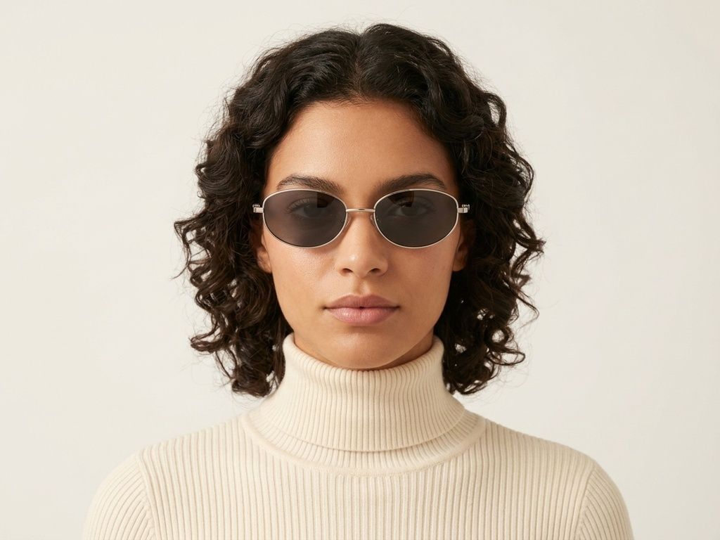 Oval Golden Metal Sunglasses #BS0824-0182