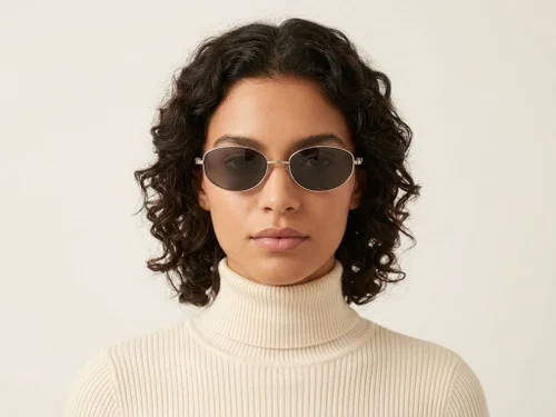 Lunettes de soleil ovales en métal doré #BS0824-0182