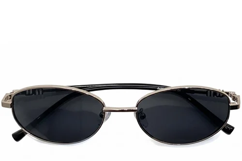 Lunettes de soleil ovales en métal doré #BS0824-0182