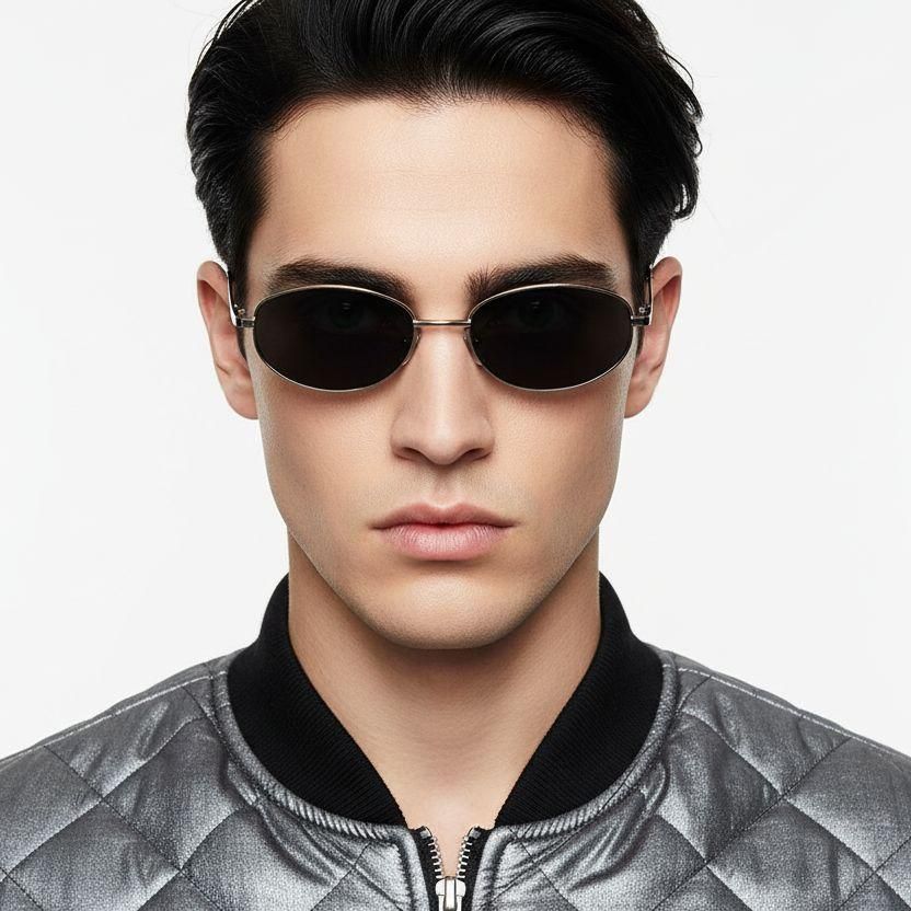 Oval Golden Metal Sunglasses #BS0824-0182