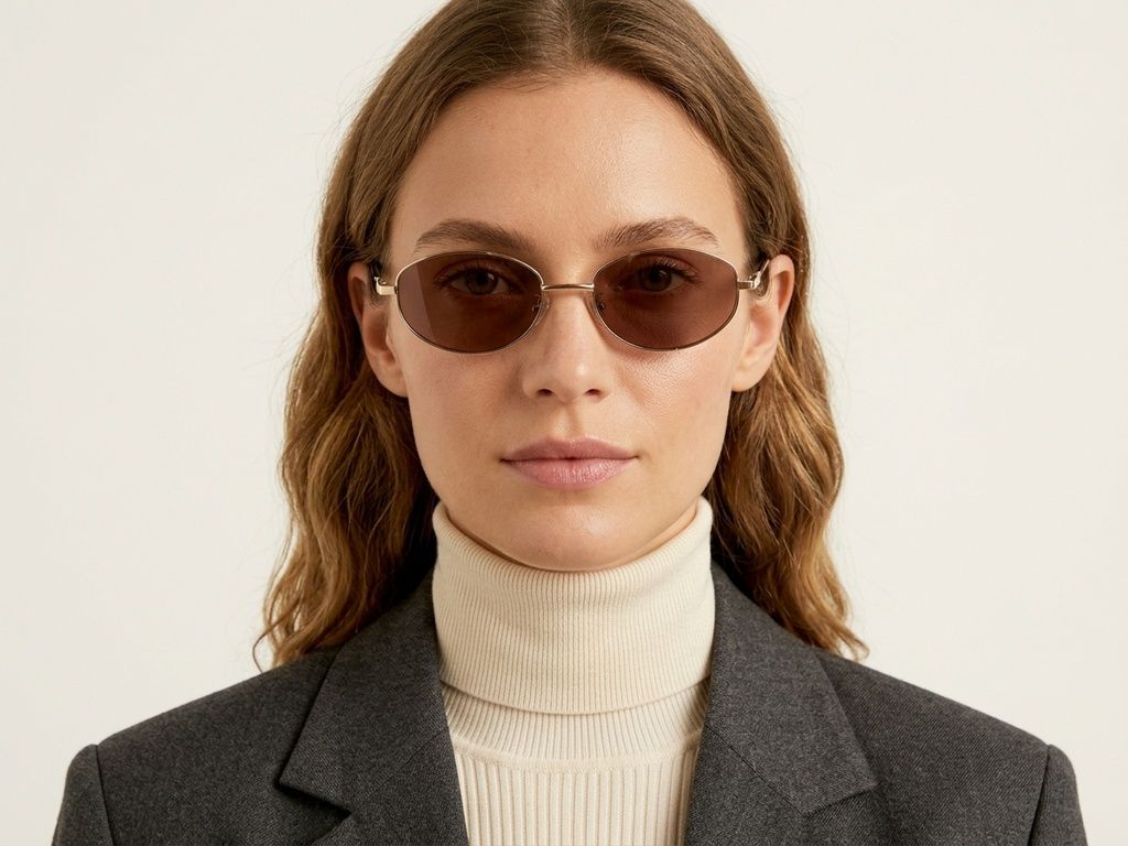 Oval Golden Metal Sunglasses #BS0824-0183