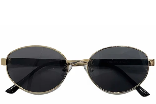 Lunettes de soleil ovales en métal doré #BS0824-0193