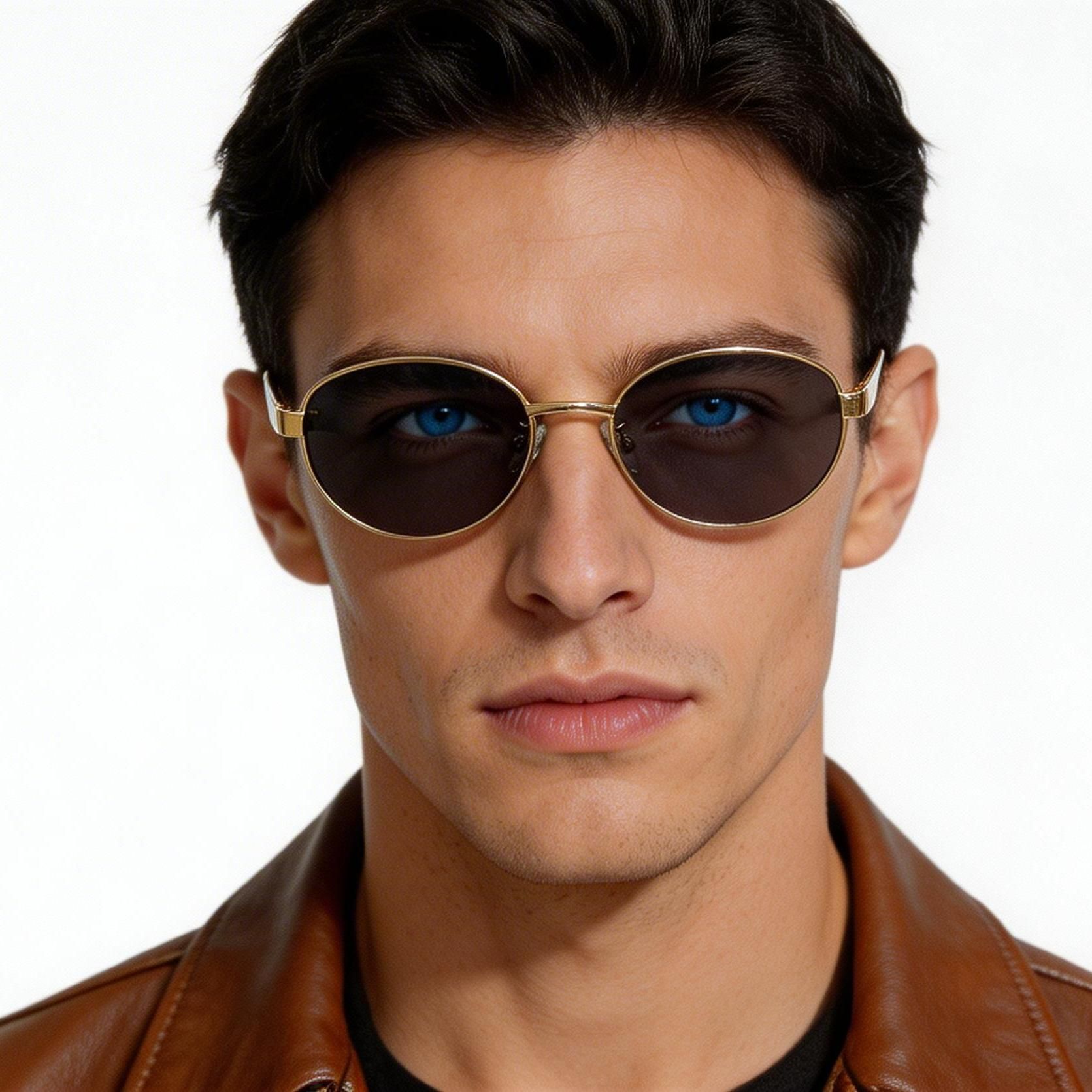 Gafas de sol ovaladas de metal dorado #BS0824-0193