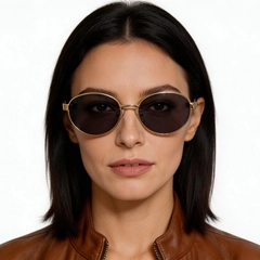 Gafas de sol ovaladas de metal dorado #BS0824-0193