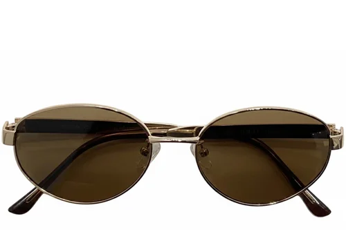 Lunettes de soleil ovales en métal doré #BS0824-0194