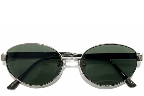 Lunettes de soleil ovales en métal argenté #BS0824-0195
