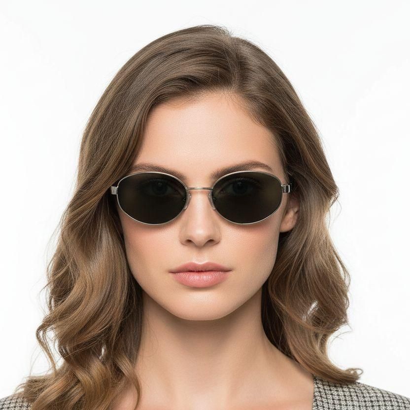 Oval Silver Metal Sunglasses #BS0824-0195