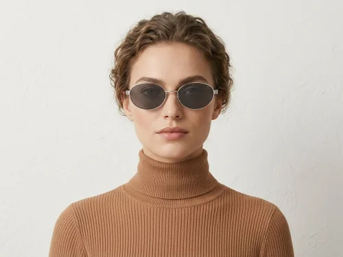 Oval Silver Metal Sunglasses #BS0824-0196