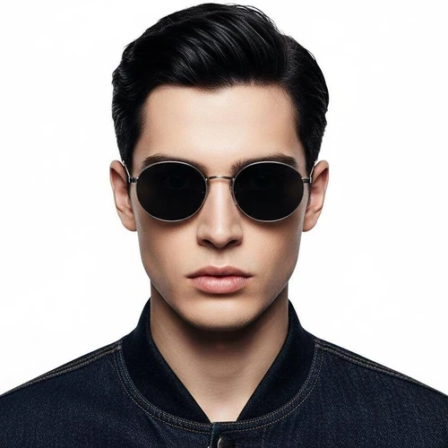 Gafas de sol ovaladas de metal plateado #BS0824-0196