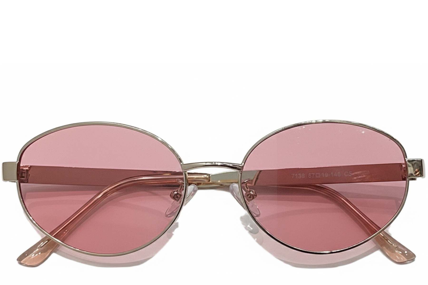 Oval Golden Metal Sunglasses #BS0824-0197