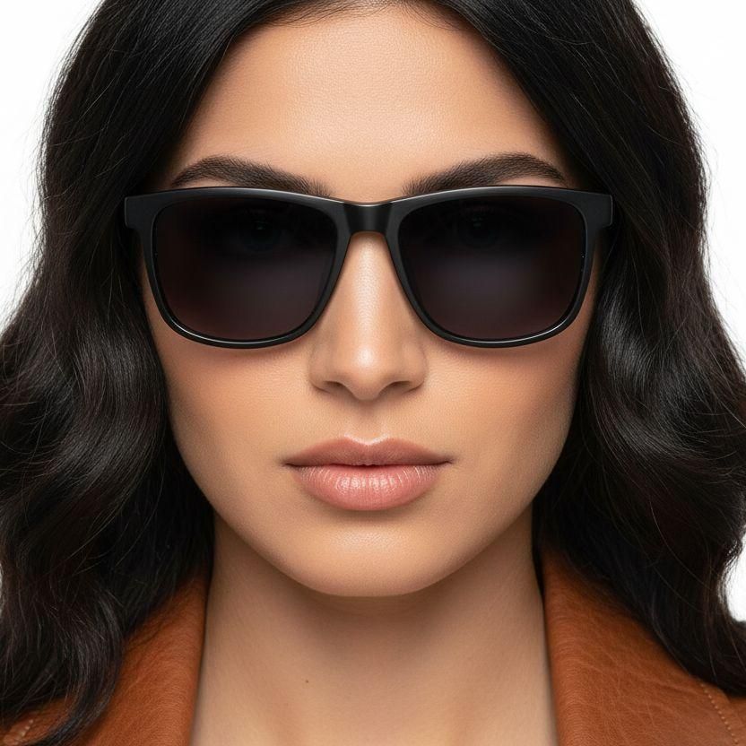 Gafas de sol rectangulares TR90 negras #BS0824-0206