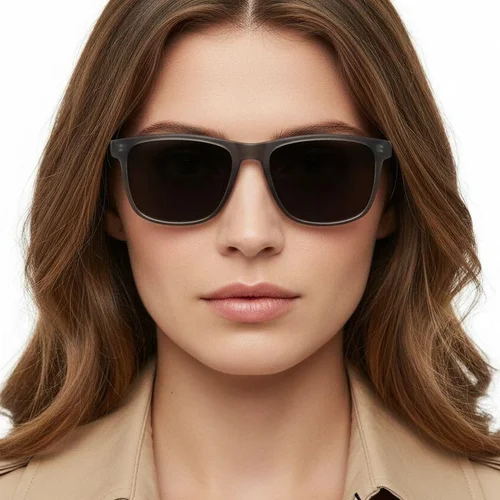 Lunettes de soleil rectangulaires grises TR90 #BS0824-0207