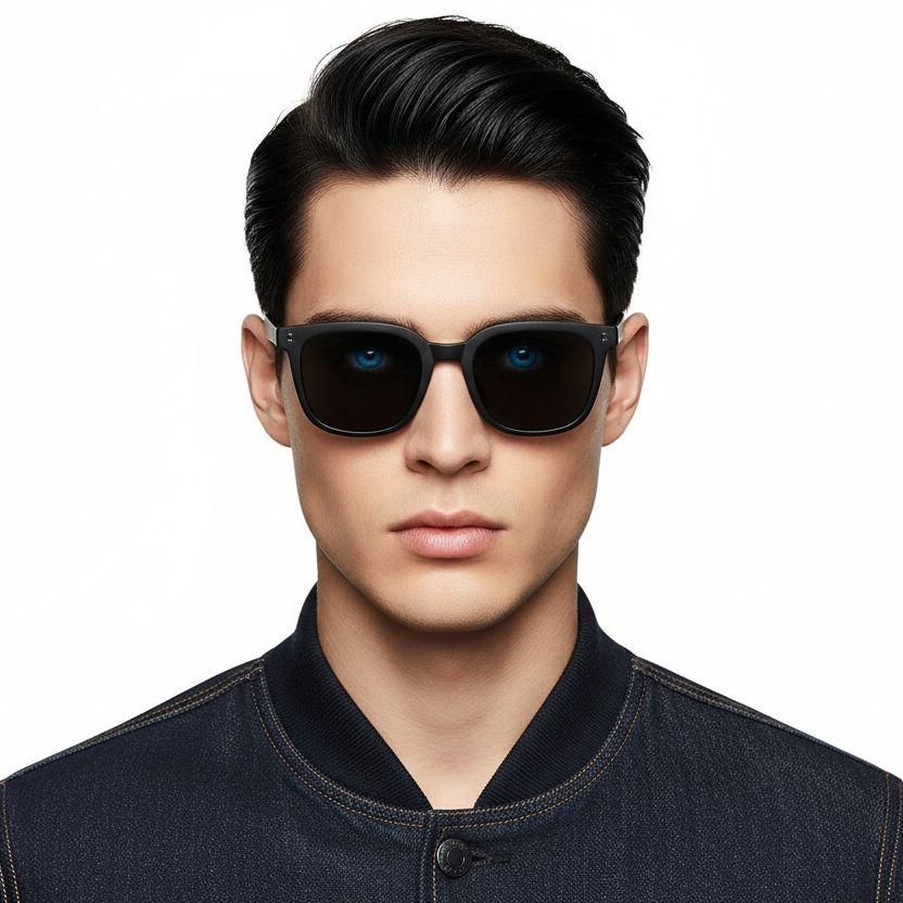 Lunettes de soleil rectangulaires noires TR90 #BS0824-0213