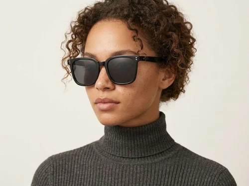 Lunettes de soleil rectangulaires noires TR90 #BS0824-0214