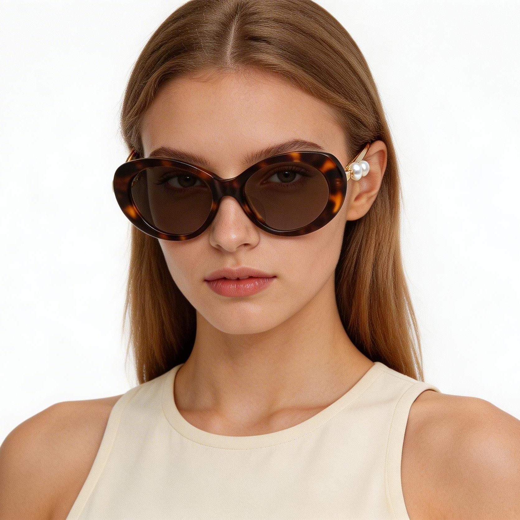 Oval Tortoiseshell TR90 Sunglasses #BS0824-0225