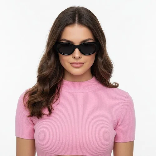 Lunettes de soleil ovales noires TR90 #BS0824-0226