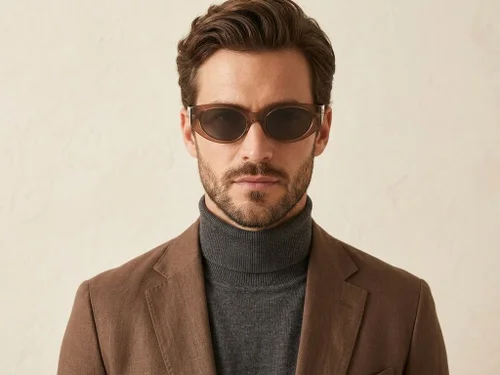 Lunettes de soleil ovales marron TR90 #BS0824-0229