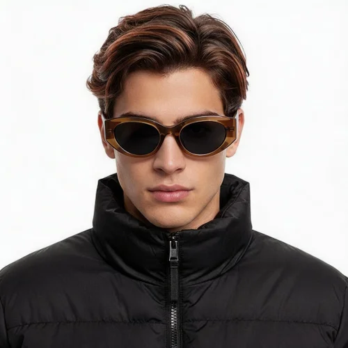 Lunettes de soleil ovales marron TR90 #BS0824-0229