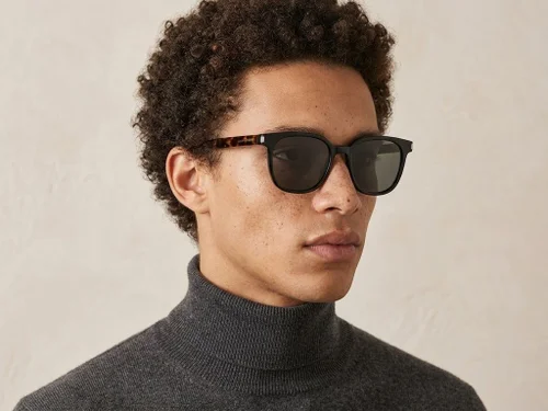 Lunettes de soleil rectangulaires noires TR90 #BS0824-0244