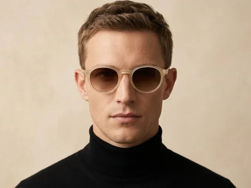 Lunettes de soleil ovales crème TR90 #BS0824-0250